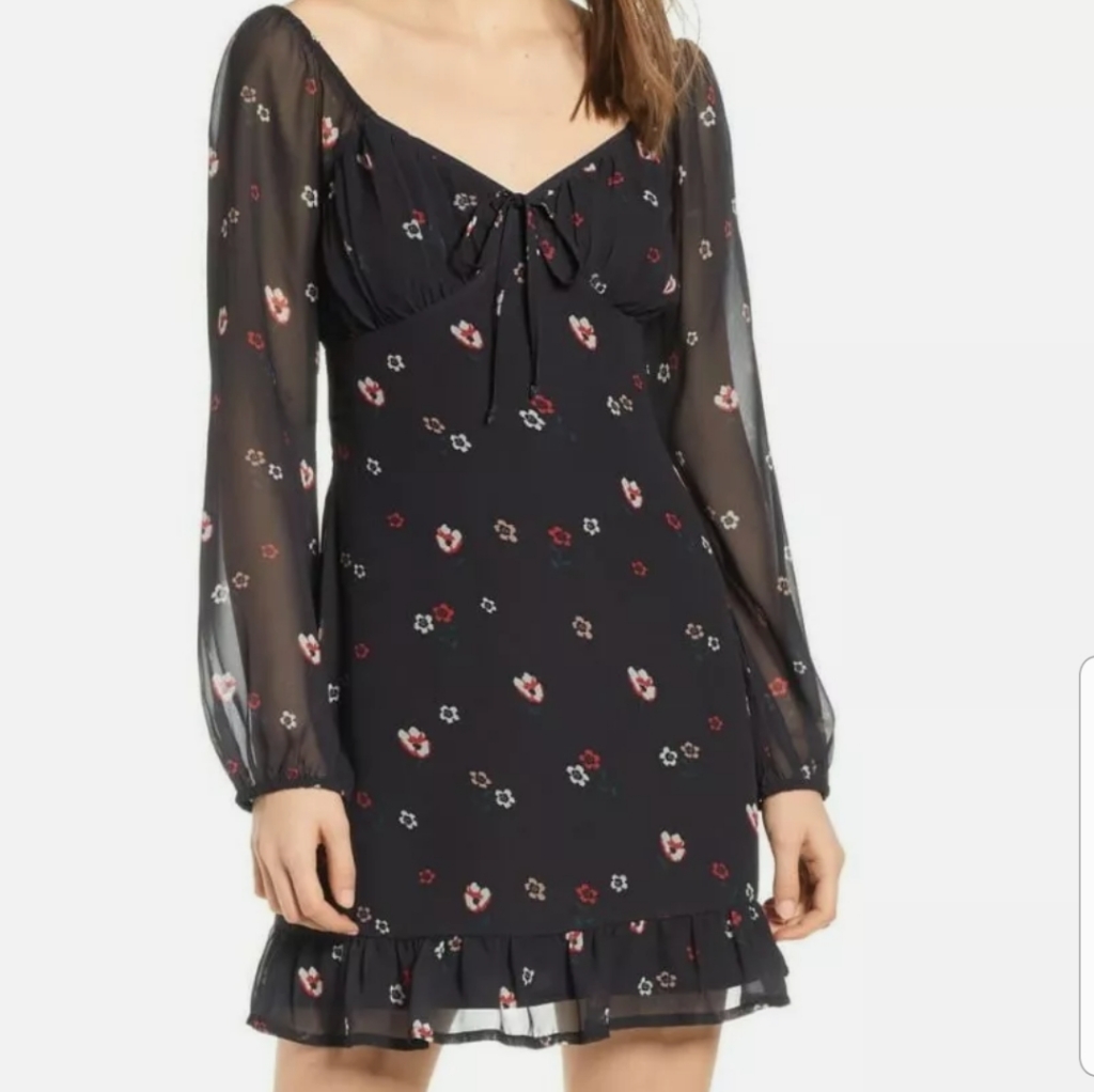 Leith Black Ditsy Floral Dress Nwt Size Small